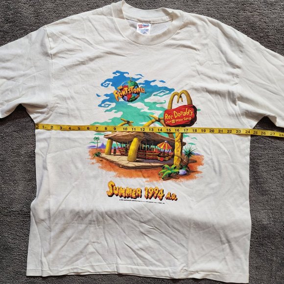 Vintage 90s 1994 The Flintstones RocDonald's x McDonalds Movie Promo T Shirt XL - Picture 4 of 8